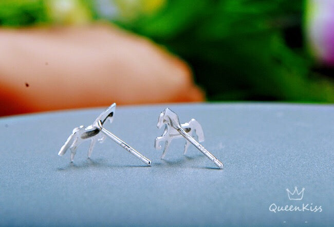 Sterling Silver 925 Stud Earrings Cute Horse Stud Earrings Modern Studs Minimal Stud Earrings Gift for her