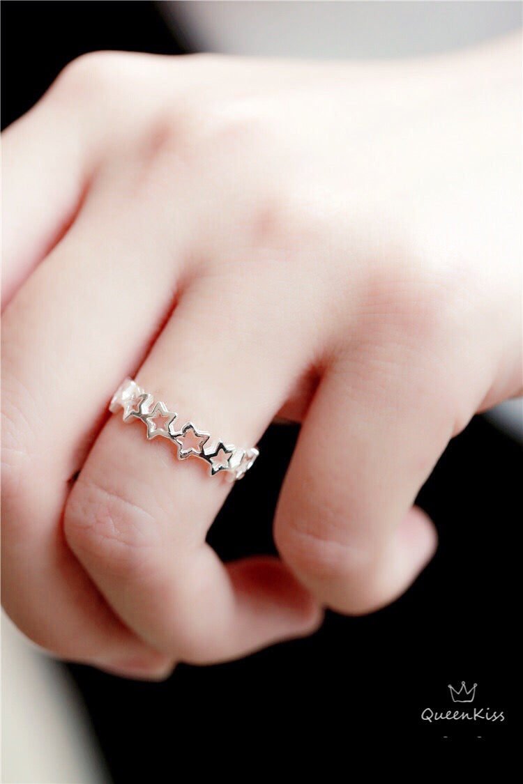 Vintage Star Adjustable Silver Ring
