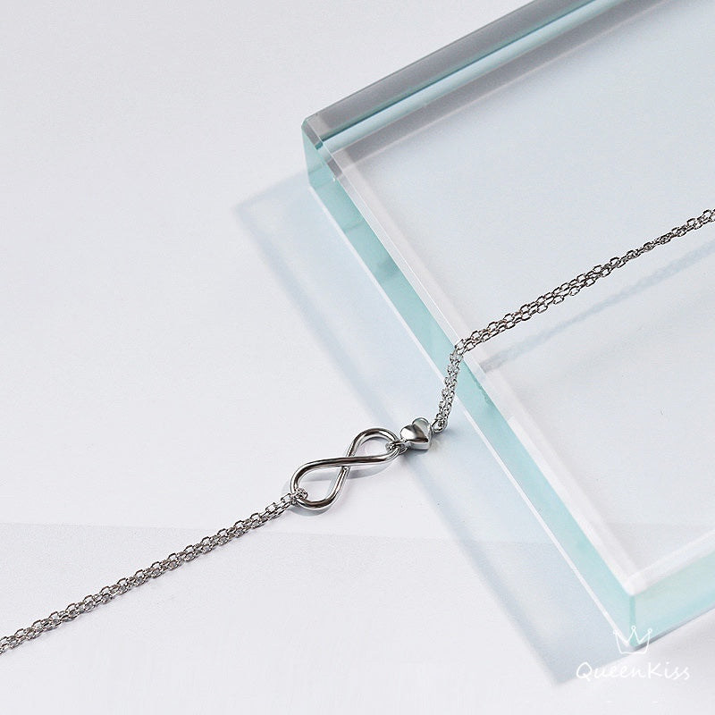 S925 Sterling Silver Circle Eight 8 Cute Heart Bracelet Anklet Gift for Girlfriend Sister Mother Daughter Her-- Infinitie Baby