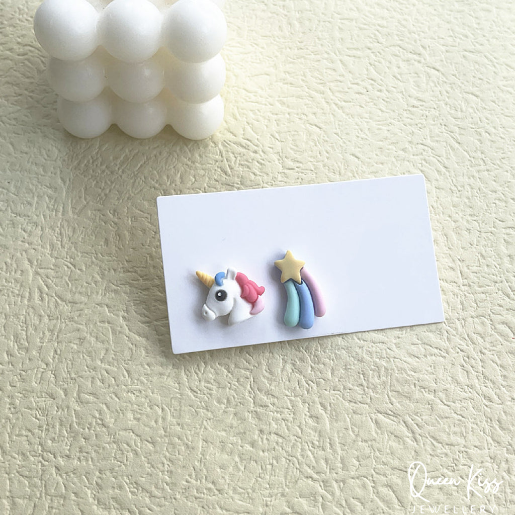 Cute Adorable Unicorn and Star Rainbow Earrings -- Give of Happiness!!