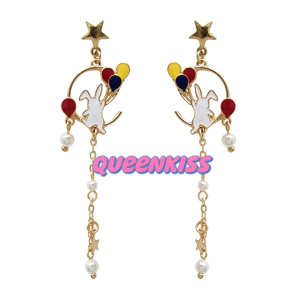 Copy of Super Cute Rabbit Bunny and Ballons Earrings -- Happy together!!