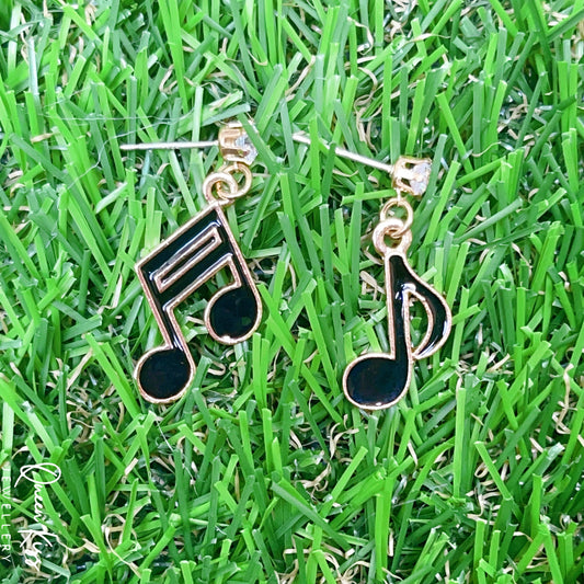 Super Cute Little Musical Note Enamelled Earrings -- Music of Love!!