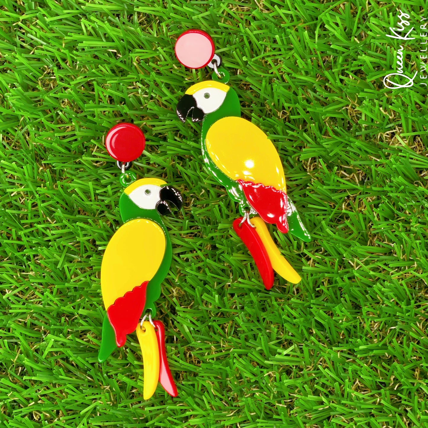 Cute Parrot Yellow Green Red Forest Style Earrings - Wild Life!!