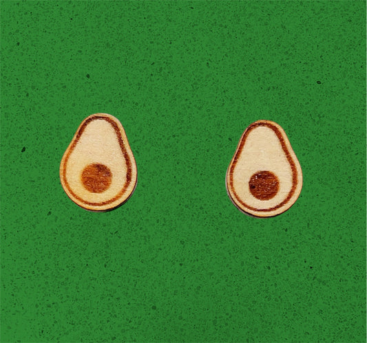 Cute Australian Avocado Wood Stud Earrings
