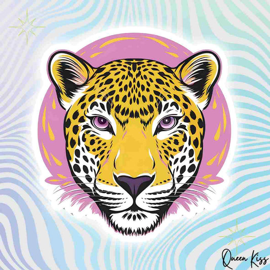 Cute Leopard Sticker, Waterproof Glossy Sticker, Vinyl Sticker, Laptop Phone Notebook Mug Sticker -- Freedom