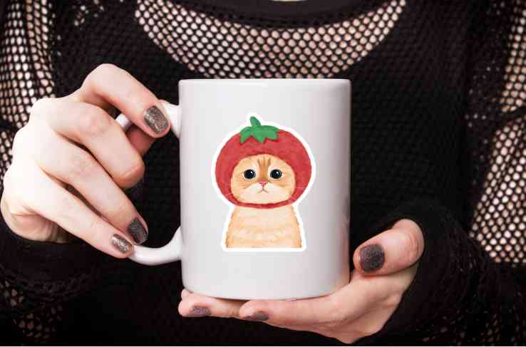 Cute Cat Sticker, Meow Sticker, Waterproof Glossy Sticker, Adorable Cat Kitty, Vinyl Sticker, Laptop Phone Notebook Mug Sticker -- Meowville