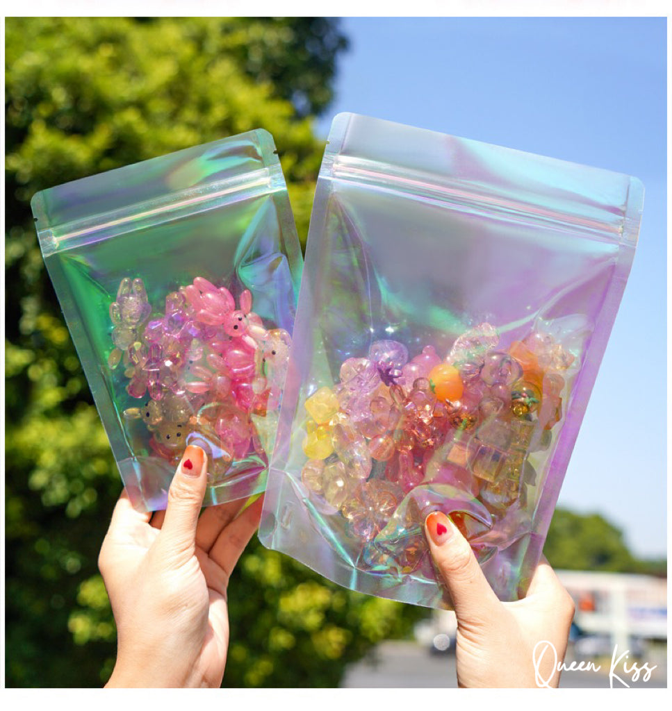 Thick Clear Pink Laser Mylar Zipper Moisture-proof Jewellery Storage Bag Tour Mate Organiser Self Seal Bag Package 10PCs of Each Size