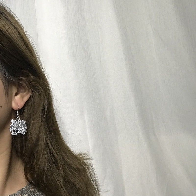 Sale!! Hypoallergenic Silver Roaring Tiger Earrings French Hook- THEY ROAR!