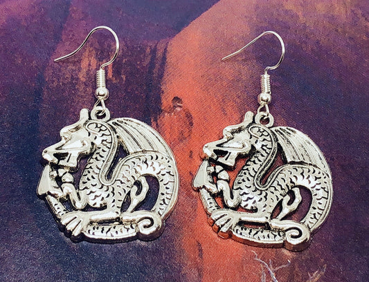 Sale!!! Flying Dragon Star Silver Earrings -- Fortune and Wealth be with you!!