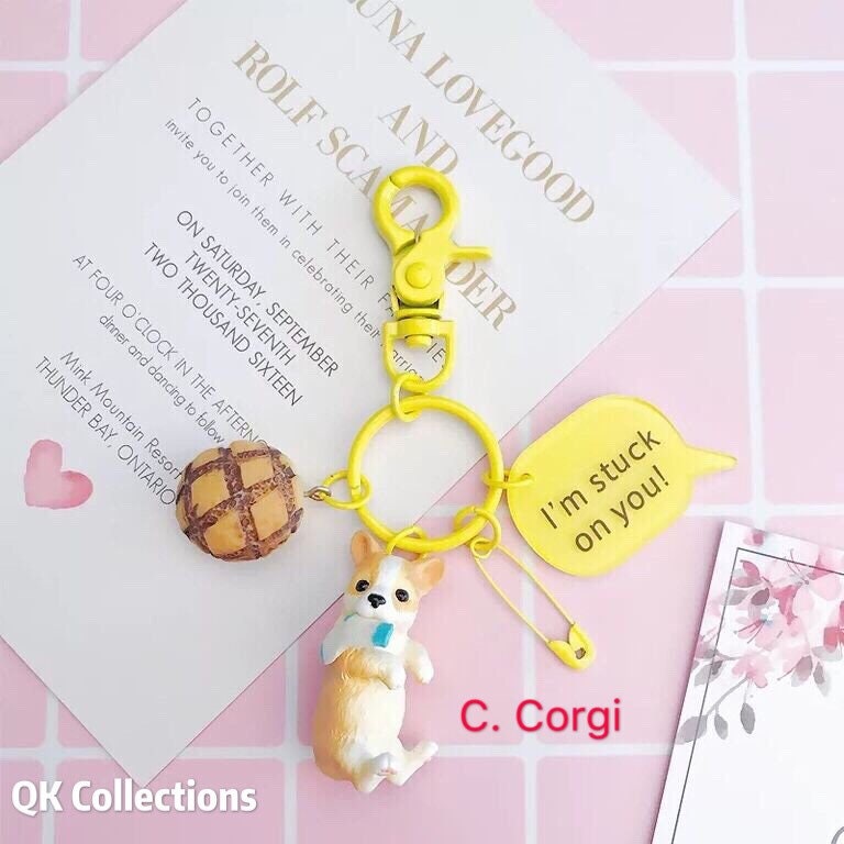 DIY Adorable Lovely Cute Dogs Pets Keyrings Key Chain Bag Tag Made to order -- I'm stuck on you!!