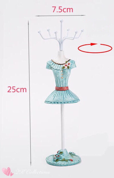Princess Dress Jewellery Display Holder Mannequin Hanger Necklace Bracelet Ring Earrings Ornamental Stand Home Shop Party Decor-Princess Blu
