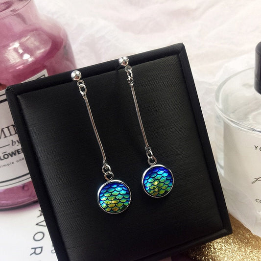 New Design Green Mermaid&#39;s Mirror Cute Dangle Drop Earrings - Queen of the Sea!