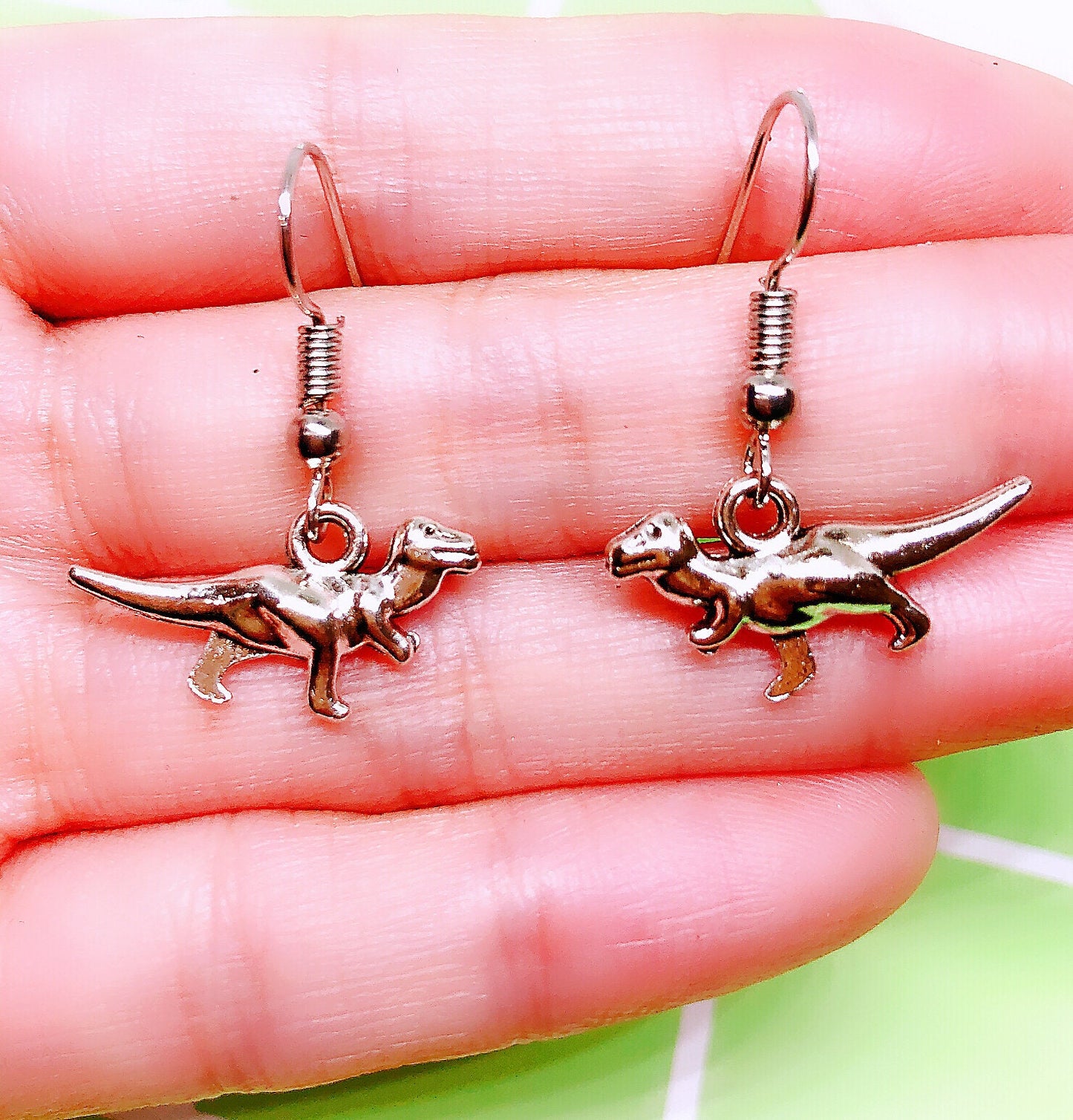 Sale!!! Quirky Walking Dinosaur Silver Earrings -- Welcome to Jurassic Park!!