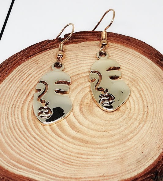 Golden Face Mirror Earrings -- Careless whisper