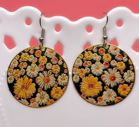 Chrysanthemums Blooming Copper Plated Rosegold Earring -- French Girls!!