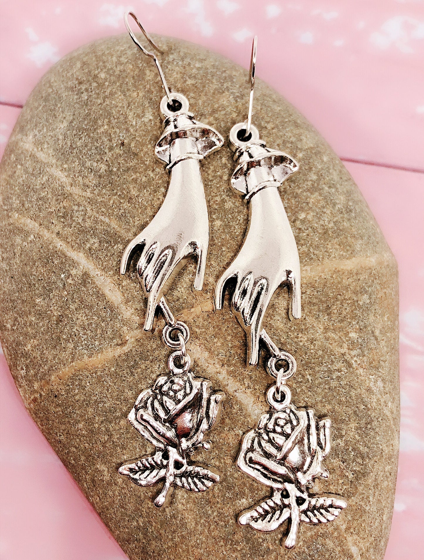 Fairy's Hand and Rose Sacred Earrings -- Take me home