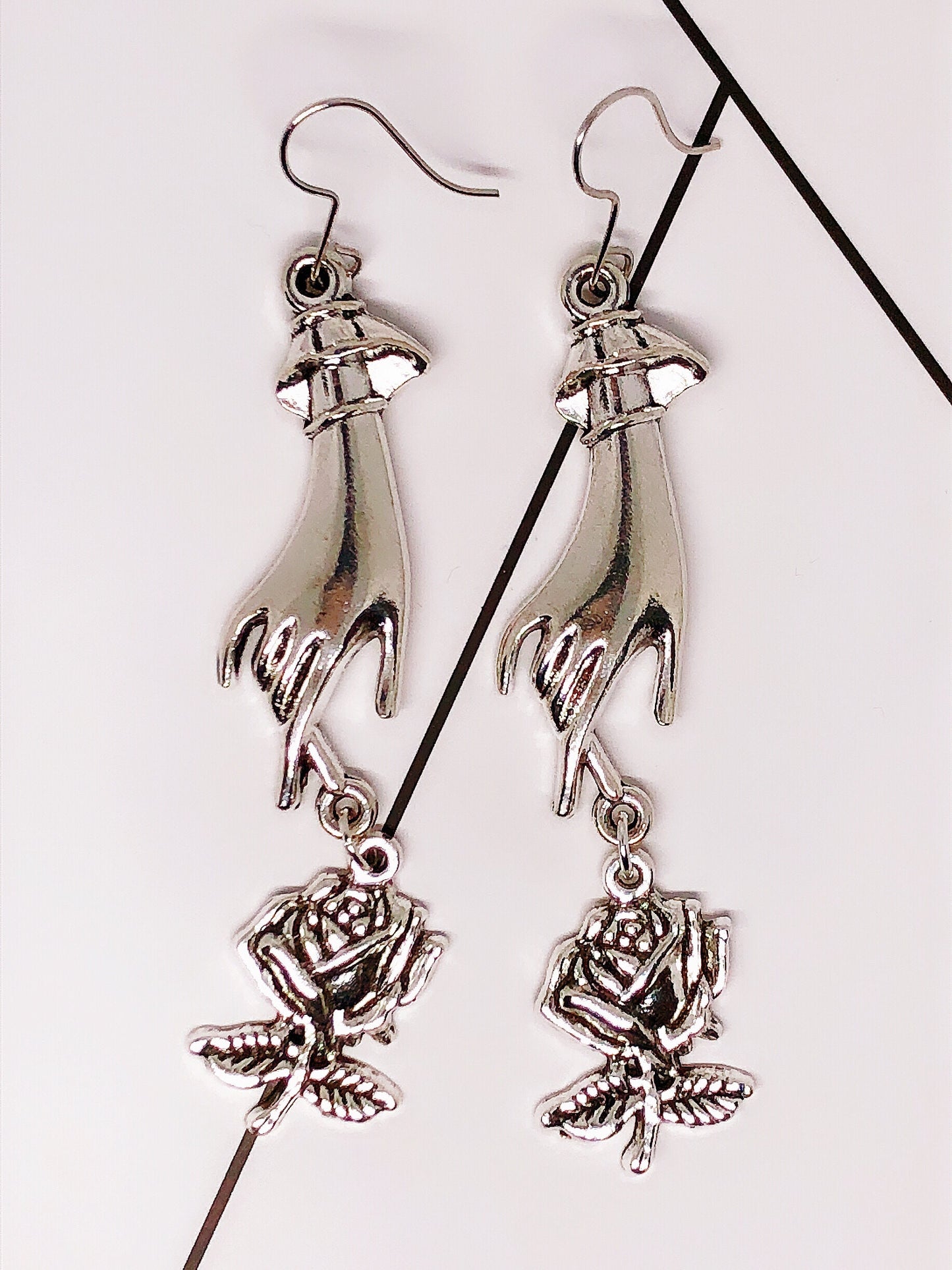 Fairy's Hand and Rose Sacred Earrings -- Take me home