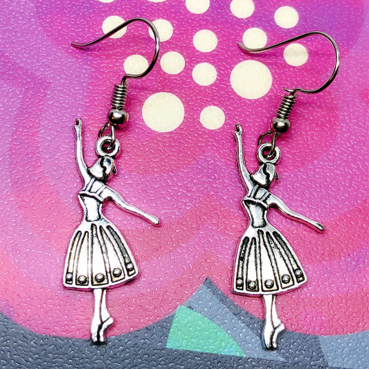 Sale!!!Dancing Ballet Gals Silver Earrings -- Silver Swan!!