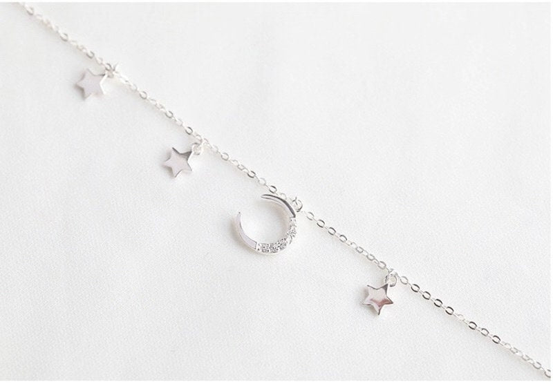 Romantic Stars and Moon 925 Sterling Silver Bracelet - What a wonderful night!!