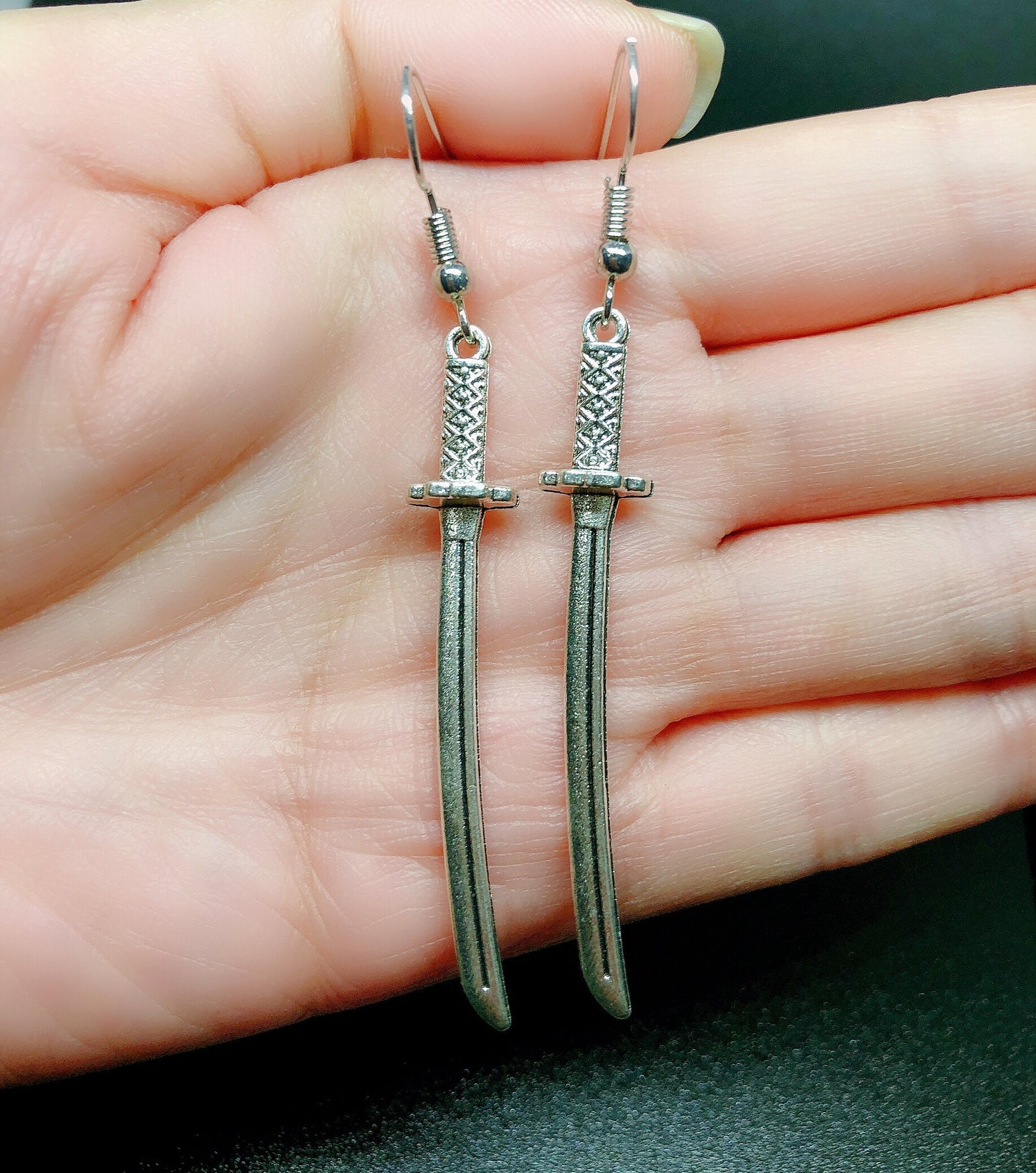 Sale!!! Sword and Knight Antique Silver Earrings Dagger Medieval Weapon Geek Drop Dangle Gothic Grunge Claymore Earrings-- Glory and Love!!
