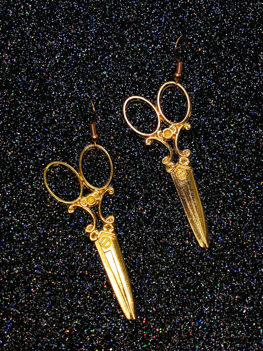 Gorgeous Cute Big Gold Scissors Earrings -- Rich Master!!