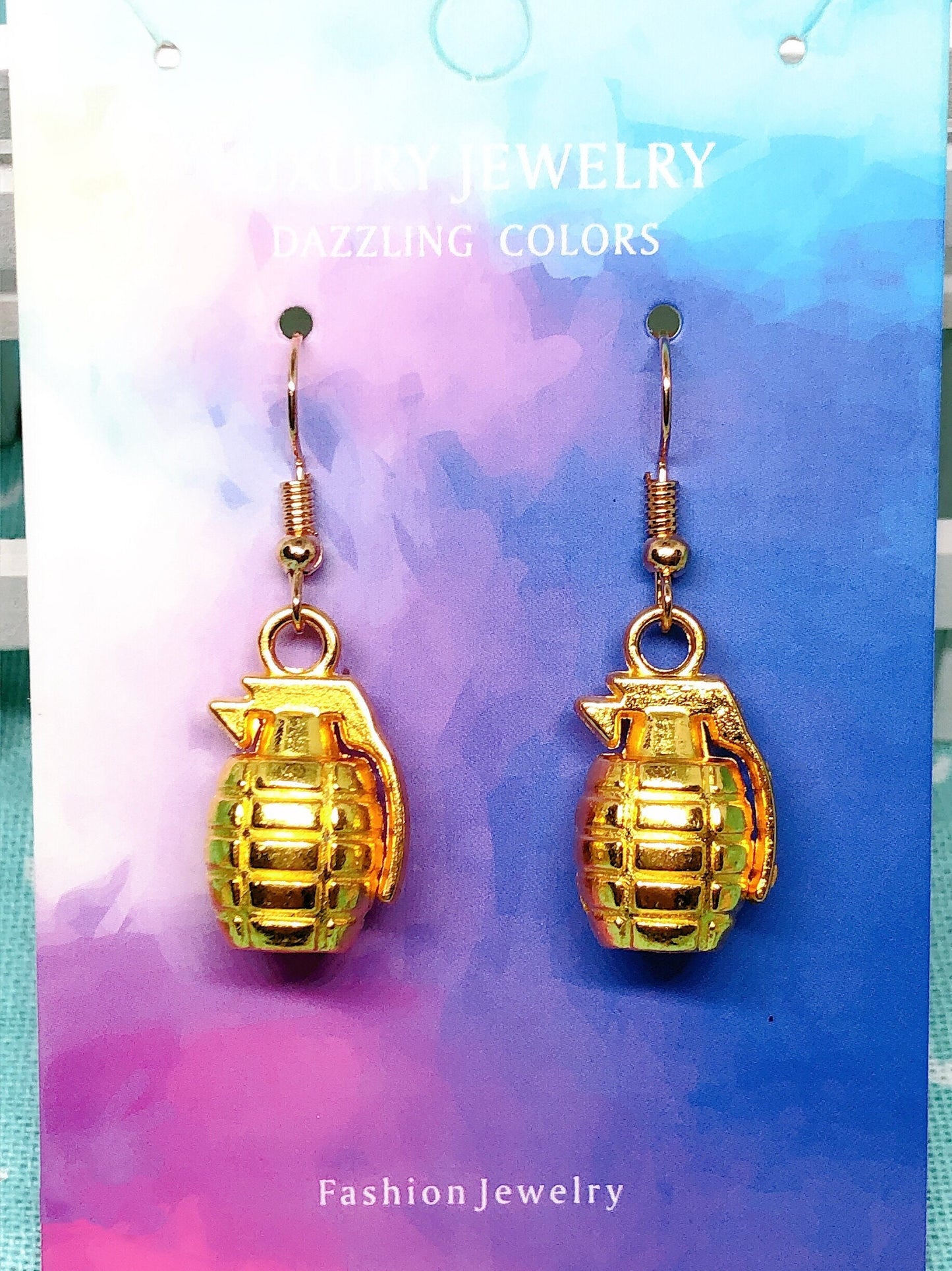 3D Super Gold Bomb Earrings -- Bomb Out!!