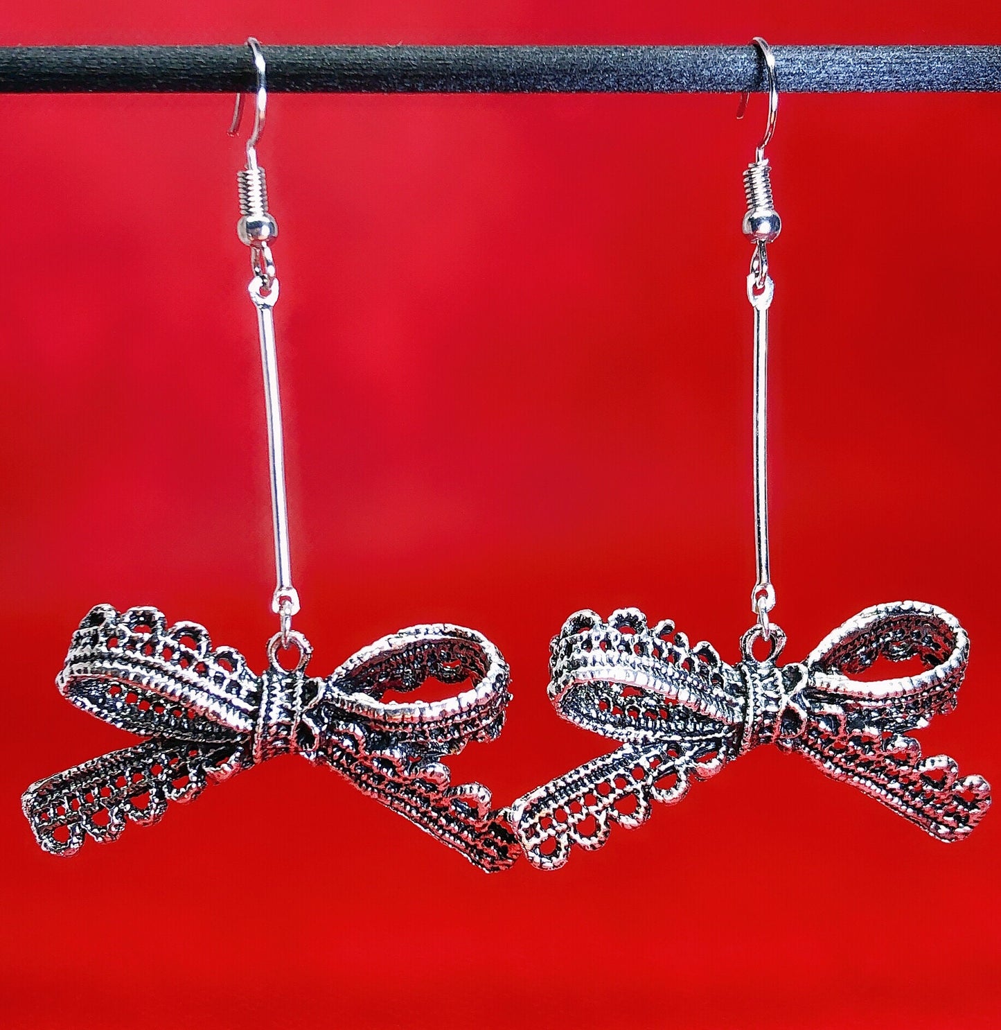 Lovely Bowknot Silver Earrings -- Butterfly Lovers!!