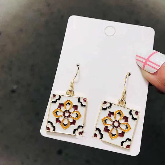 Enamel Beautiful Pattern Earrings -- A Thousand and One Night!!