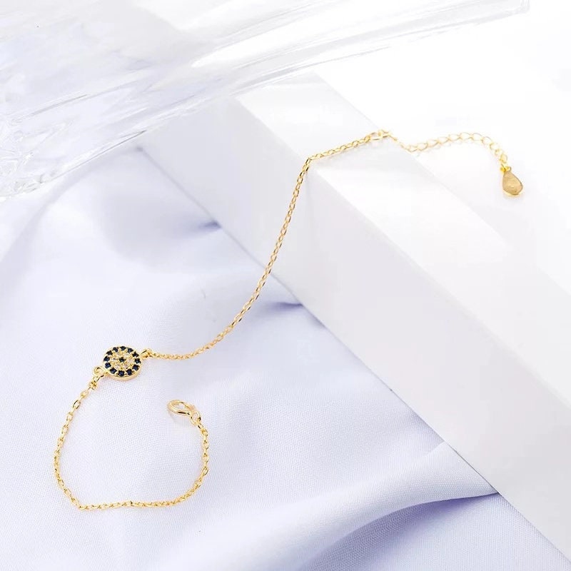 Gorgeous Evil's Eye Cubic Zircon Gold and Silver Bracelet -- Monster's Eyes!!
