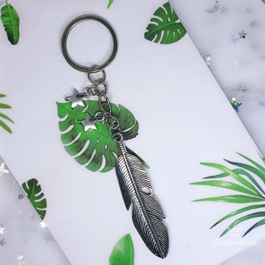 Long Leaves and Two Stars Keyring Key Ring Keychain - Girl from Ipanema!!