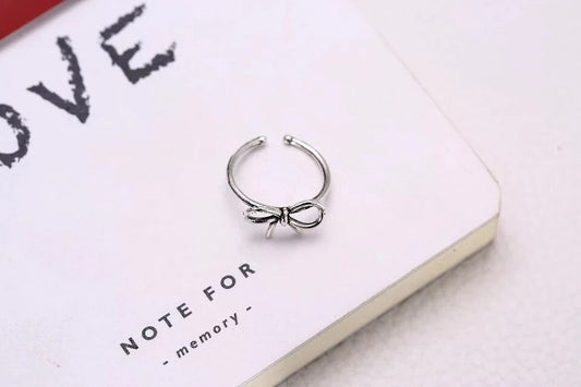 Vintage Bowknot Adjustable 925 Sterling Silver Plated Ring