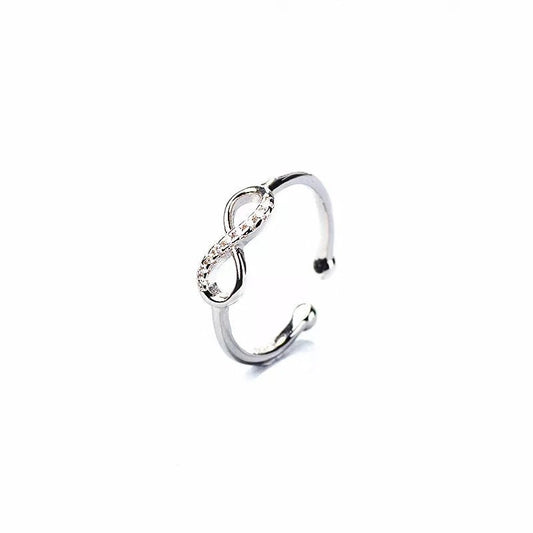 Vintage Circle 8 Infinity Adjustable 925 Sterling Silver Plated Ring