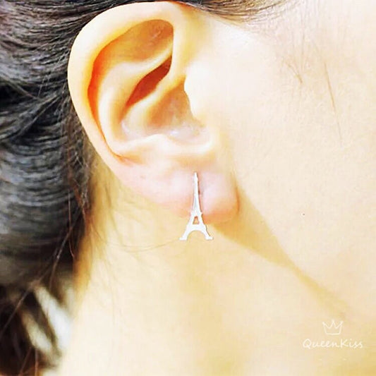 Sterling Silver 925 Stud Earrings Cute Couple Eiffel Tower Paris Paris Stud Earrings Modern Studs Minimal Stud Earrings Gift for her