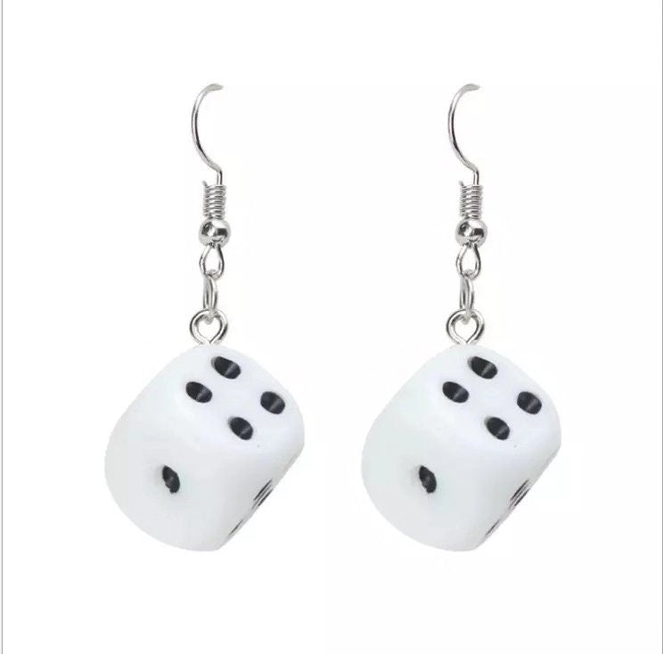 Quirky Light Sexy Dice Black and White Light Earrings - Dice A Way!!