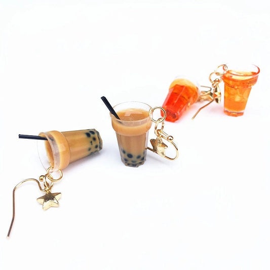 Super Sweet Cute Pearl Milk Tea and Lemon Tea Acrylic earrings -- Tea Time!!