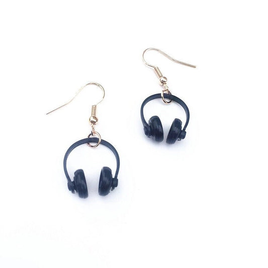 Super Sweet Cute Black and Red Headphone Acrylic earrings -- Music Time!!