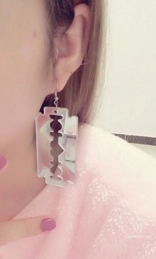 Cute Light Trendy Quirky Silver Razor Earrings - Party Sister!!