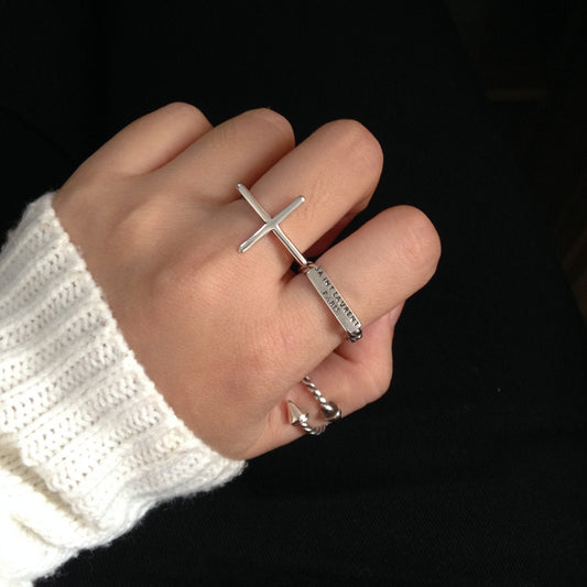 Vintage Double Bolt Adjustable Silver Ring