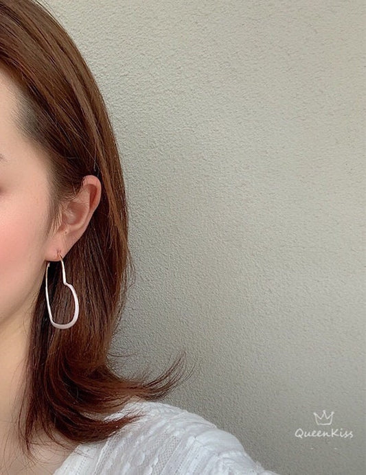 Sweet Heart Rosegold Enamel Yellow Red White Trendy Earrings -- Sweet Baby!!