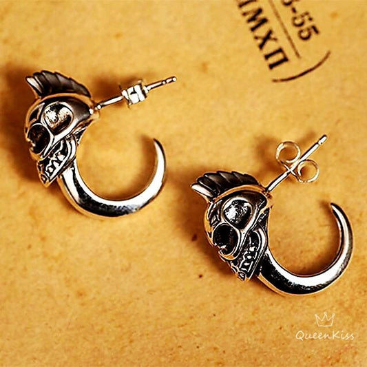 Cool Skeleton Solider Silver Stud Earrings for Boyfriend Girlfriend Best friend Her Him -- Immoral Age!!
