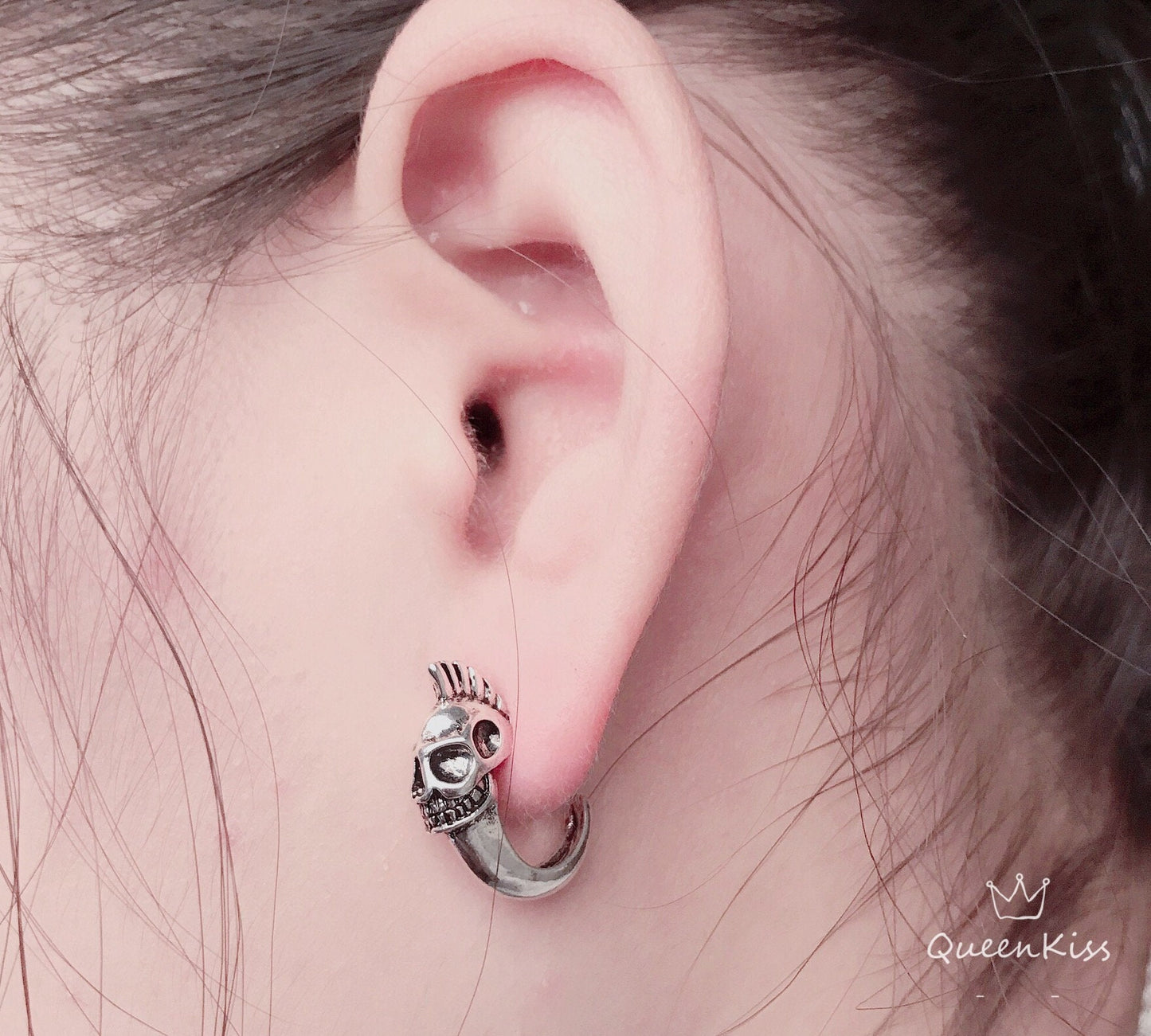 Cool Skeleton Solider Silver Stud Earrings for Boyfriend Girlfriend Best friend Her Him -- Immoral Age!!