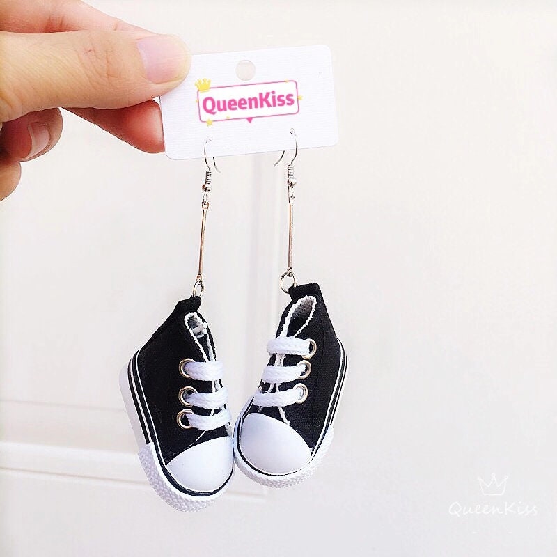 Super Sweet Cute Adorable Light Green Red Yellow Black Purple Sneakers Shoes Sports Earrings -- Cool Kids!!