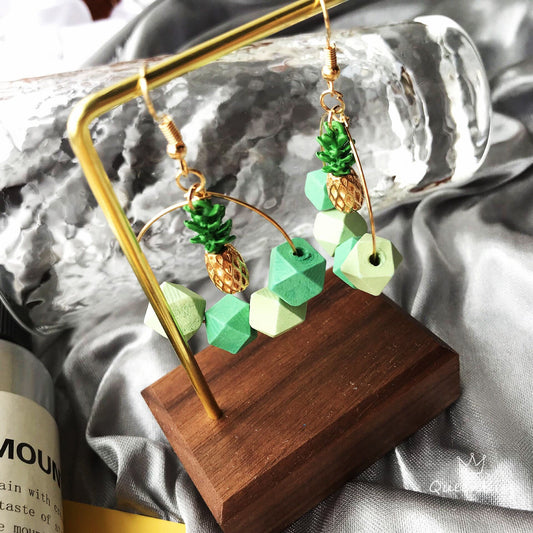 Super Sweet Cute Adorable Light Pineapple Big Circle Yellow Green Earrings -- Beauty is just my name!!