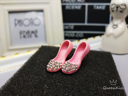 New design Gorgeous Sparkling Bling Bling High Heel Shoes Black and Purple Stud Earrings - Fairy Lady!!