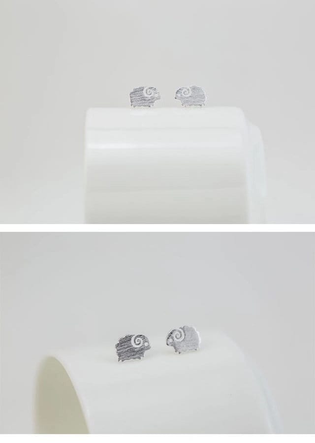 Sterling Silver 925 Stud Earrings Cute Couple Goat Sheep Stud Earrings Modern Studs Minimal Stud Earrings Gift for her