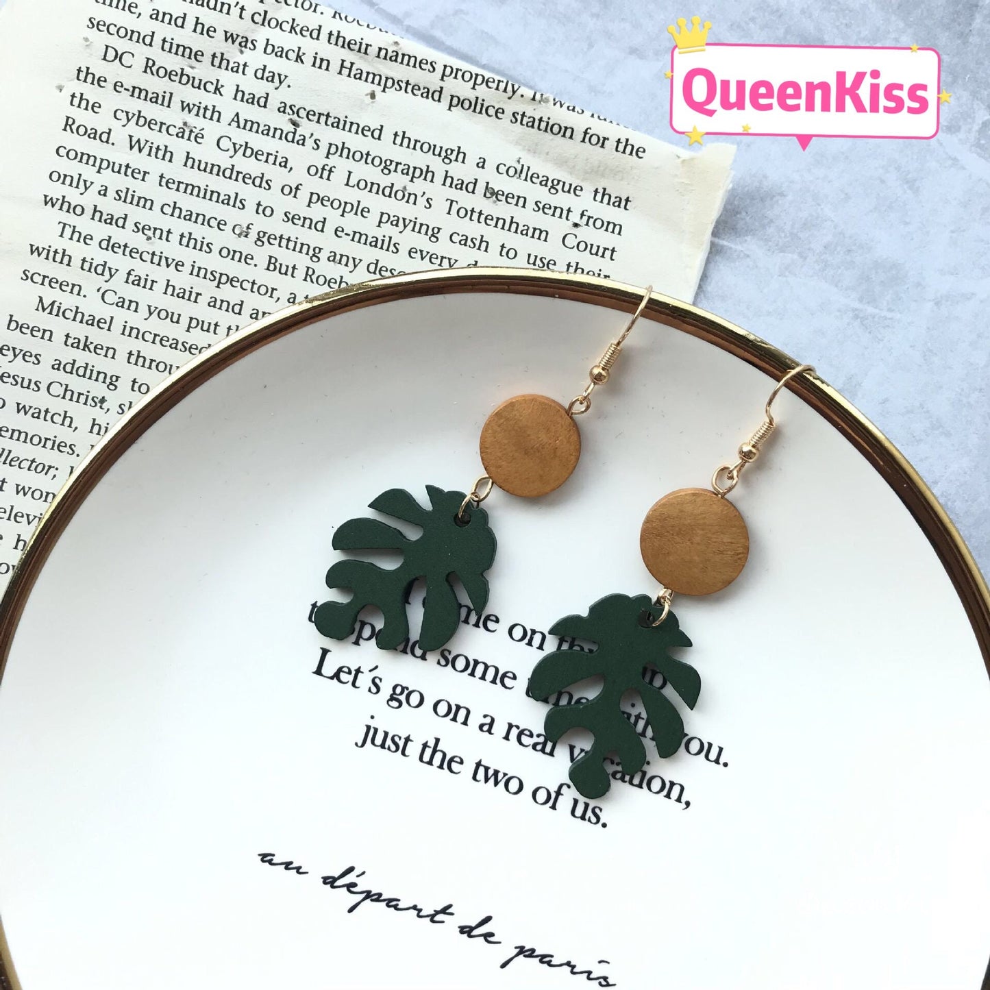 Sweet Wooden Leaves and Circle Trendy Earrings -- Let's go for holidays!!