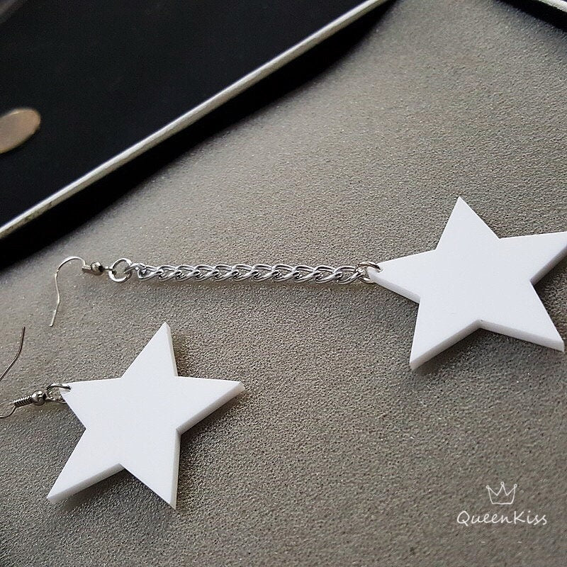 Cute Light Trendy Gorgeous White Star Earrings - Super Star!!