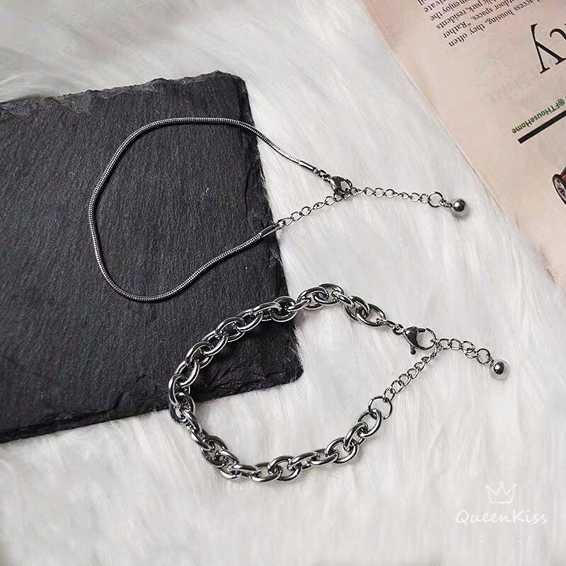 Funky Punk Stainless Steel Two Layers Cool Style Chain Silver Bracelet -- Desire to Love!!