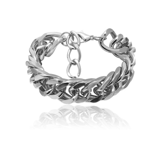 Romantic Sexy Joining Thick Chain and Chain Silver Gold Bracelet - Temptation Level!!