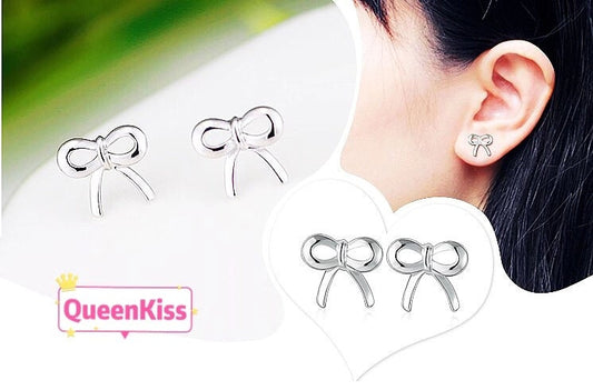 Sterling Silver 925 Stud Earrings Cute Bowknot Stud Earrings Modern Studs Minimal Stud Earrings Gift for her